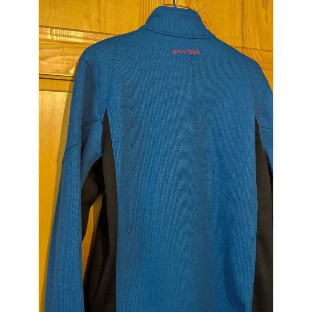 Spyder Sweater Mens Medium Bandit Half‎ Zip Fleece Jacket Mock Neck Blue - Picture 15 of 16